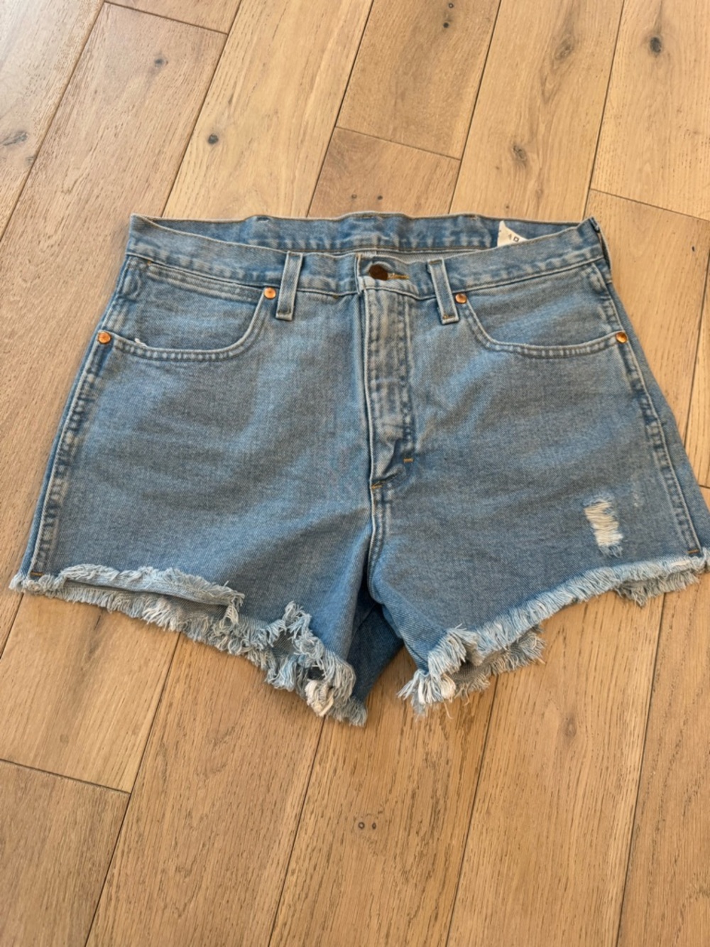 Wrangler Light Blue Denim Frayed Hem Shorts